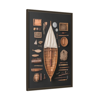 Wood Boat Framed Canvas