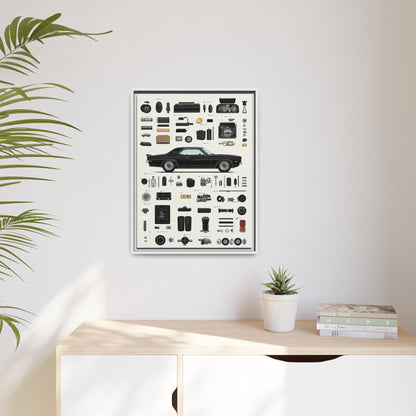 Black Mustang Framed Canvas