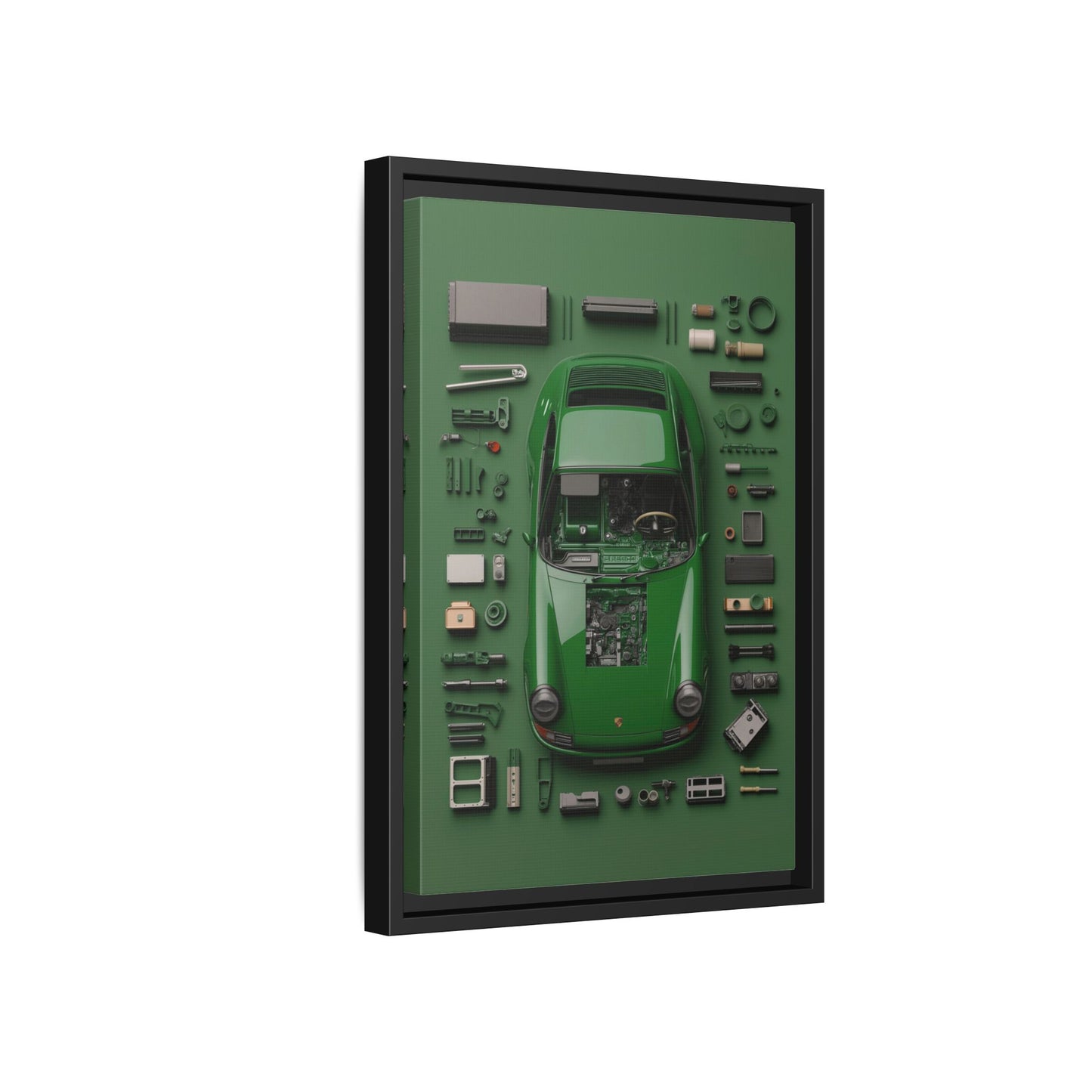 Green Classic Porsche Framed Canvas