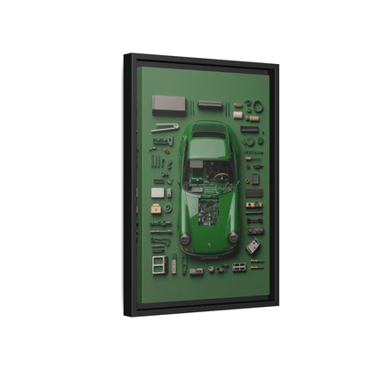 Green Classic Porsche Framed Canvas