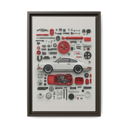 White Classic Porsche Framed Canvas