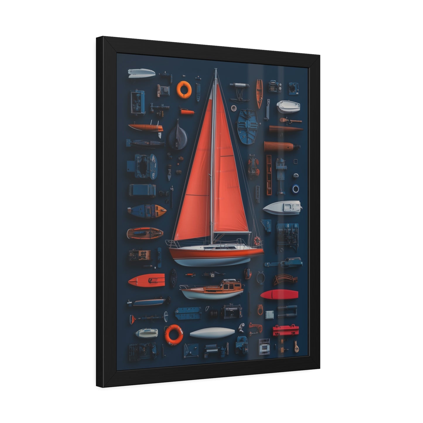 Sailboat Red Framed Poster US