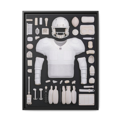 American Football Black Framed Canvas