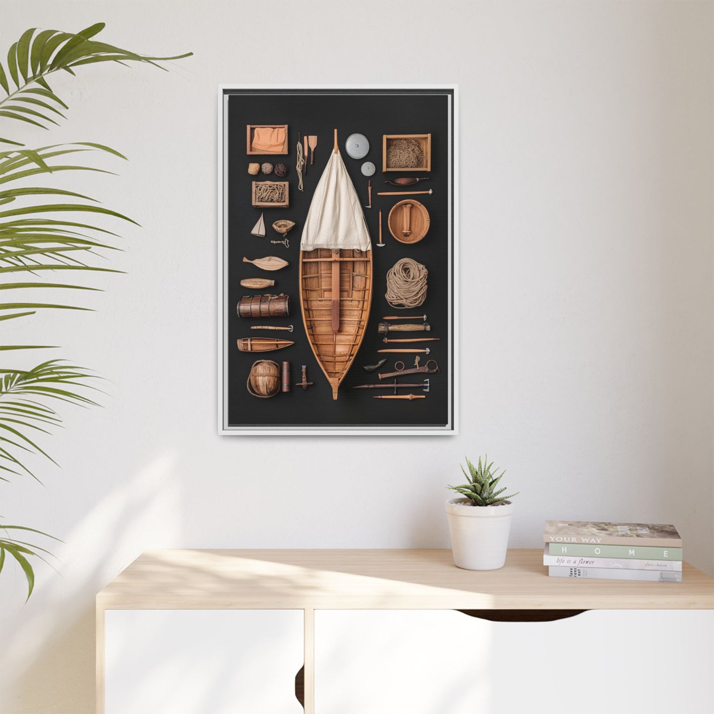 Wood Boat Framed Canvas