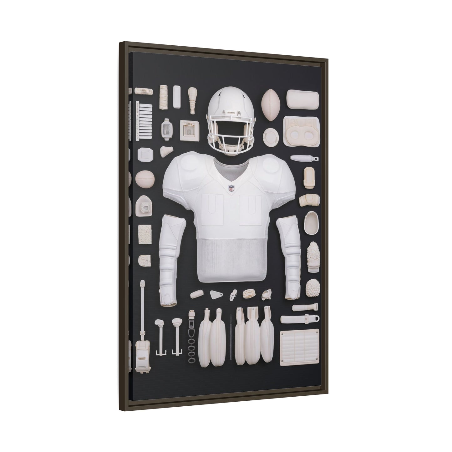 American Football Black Framed Canvas