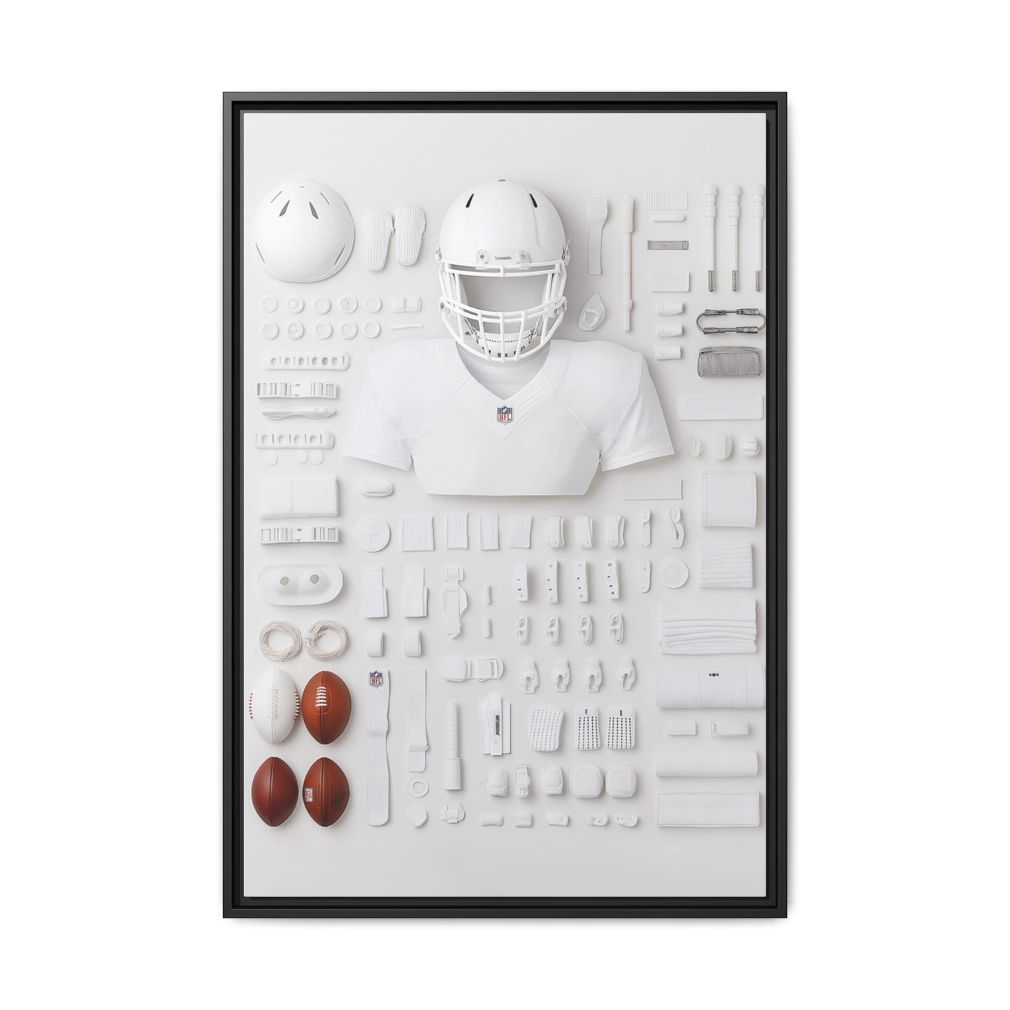 American Football Equipment Framed Canvas