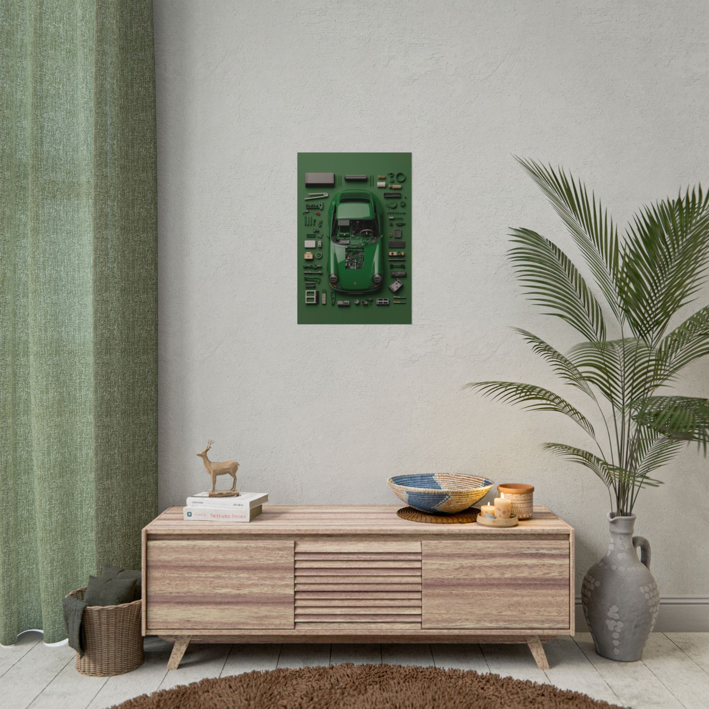 Green Classic Porsche Rolled Poster