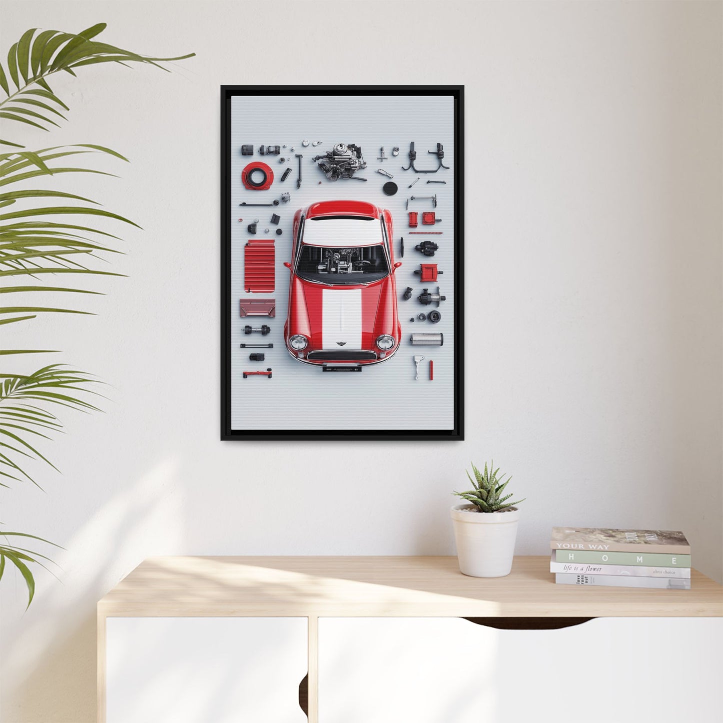 Mini Cooper Mod Framed Canvas