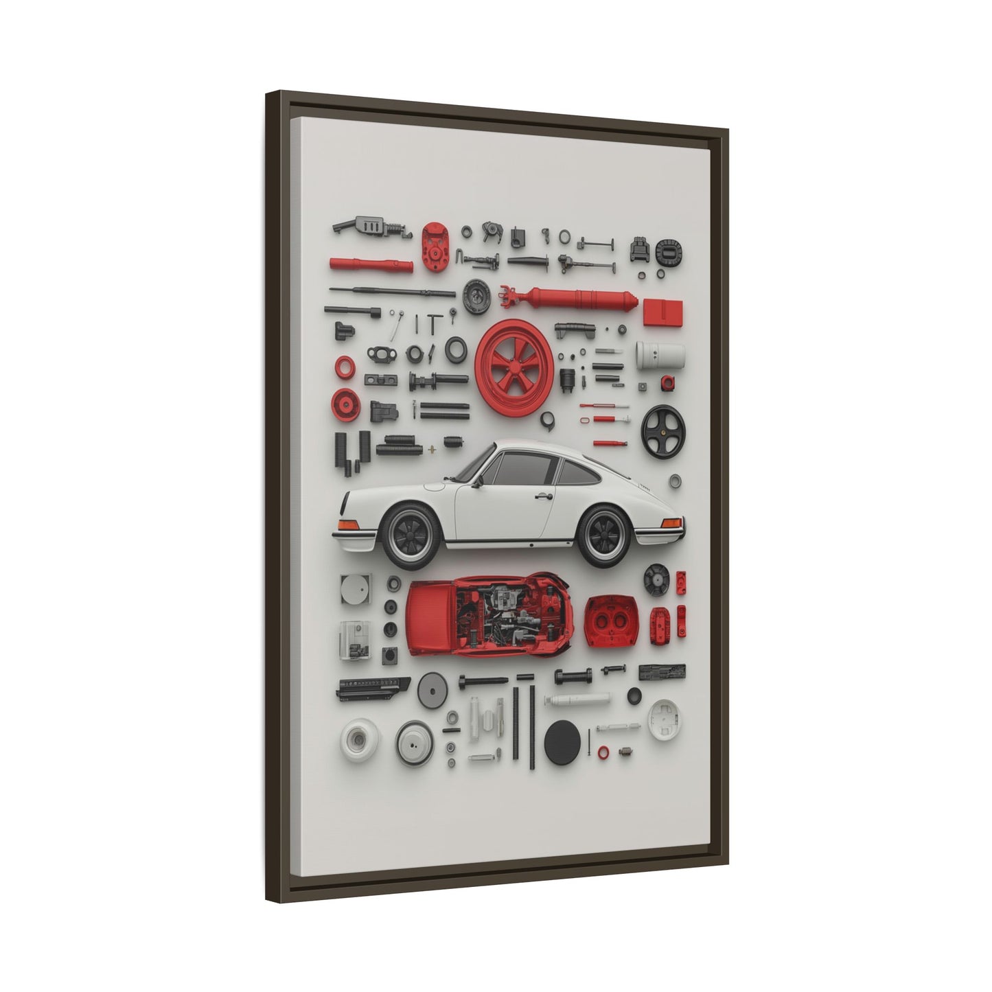 White Classic Porsche Framed Canvas
