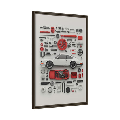 White Classic Porsche Framed Canvas