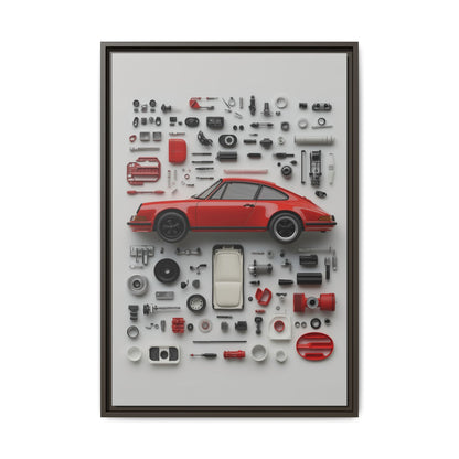 Red Classic Porsche Framed Canvas