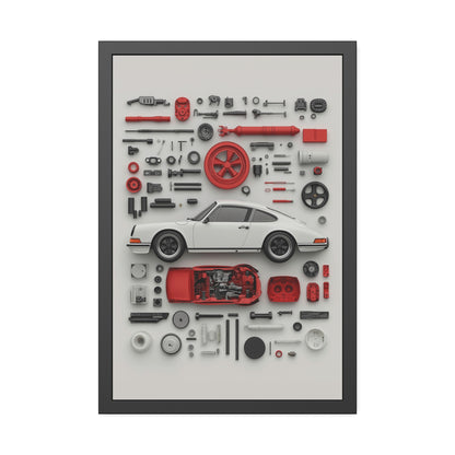 White Classic Porsche Framed Poster US