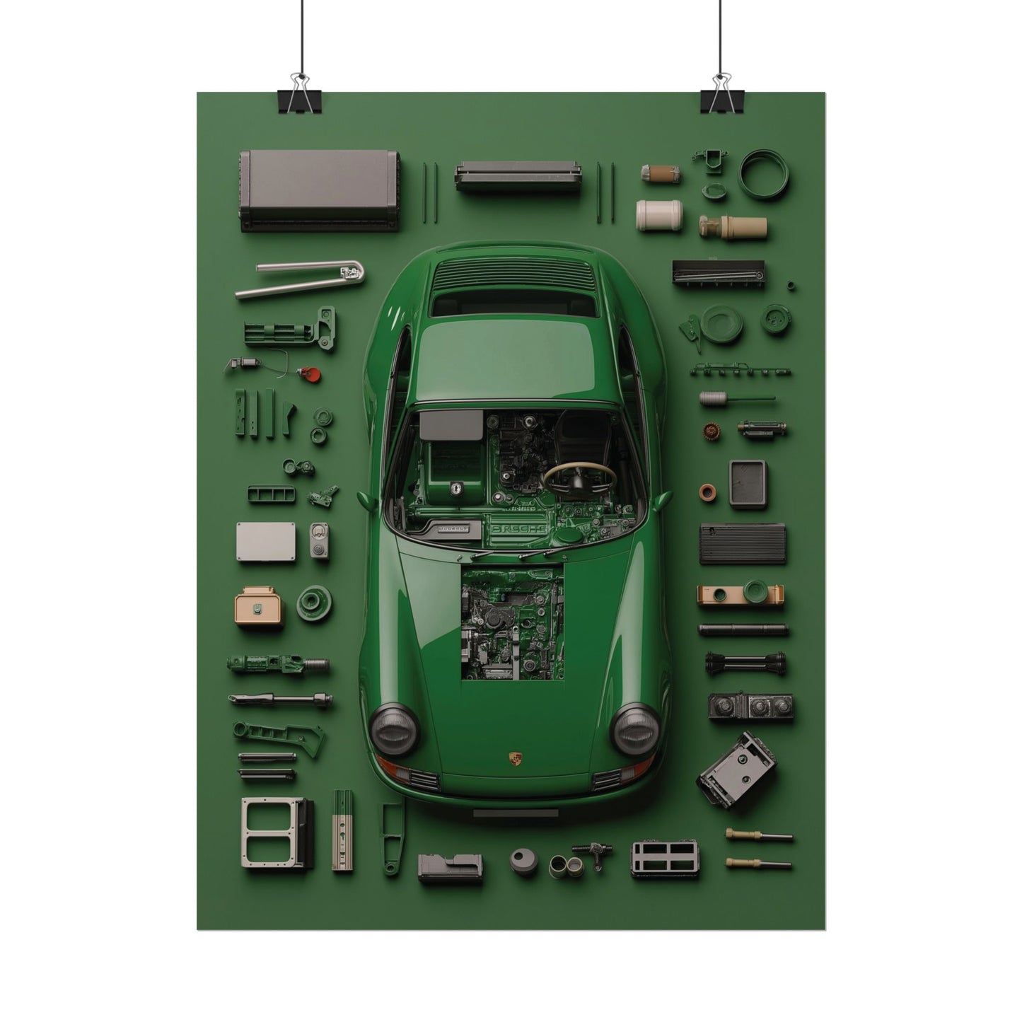 Green Classic Porsche Rolled Poster