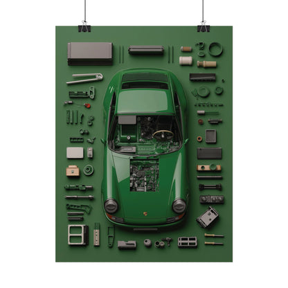 Green Classic Porsche Rolled Poster