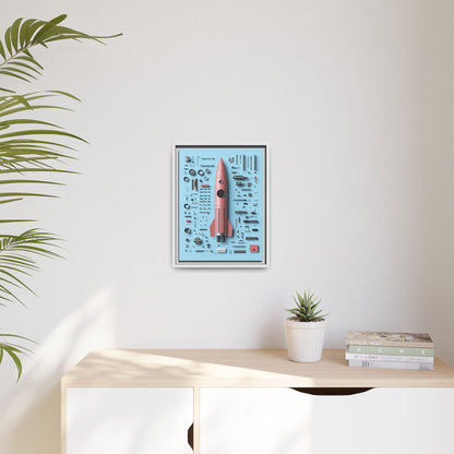 Pink Rocket Framed Canvas