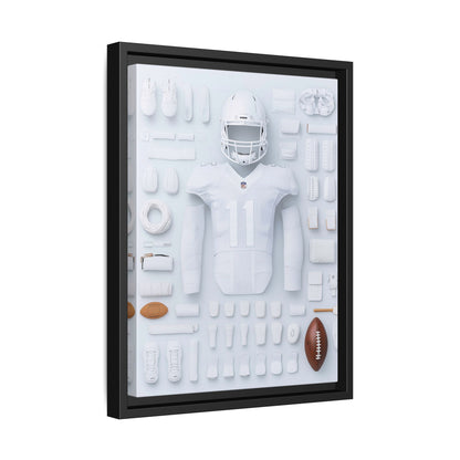 American Football White Framed Canvas