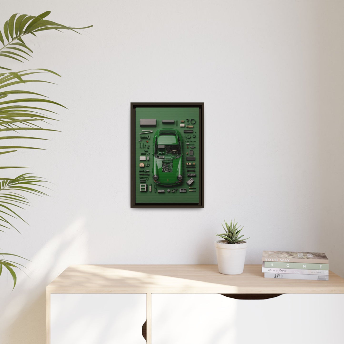 Green Classic Porsche Framed Canvas