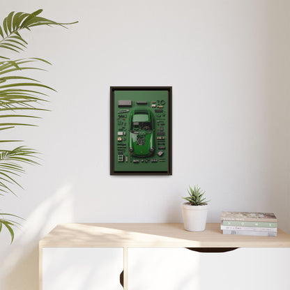 Green Classic Porsche Framed Canvas