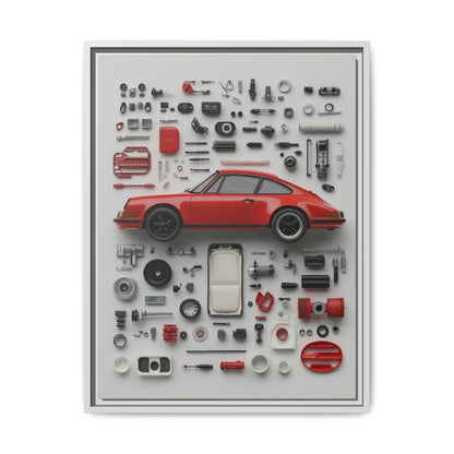 Red Classic Porsche Framed Canvas