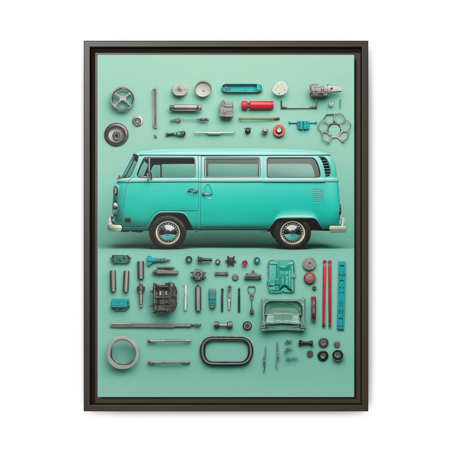 Blue Classic Van Framed Canvas