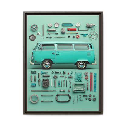 Blue Classic Van Framed Canvas