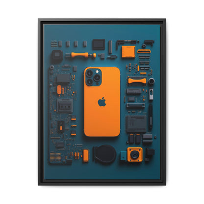 IPhone Orange Framed Canvas