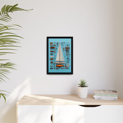 Sailboat White Framed Canvas
