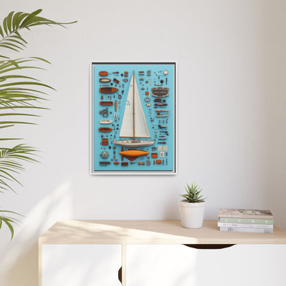 Sailboat White Framed Canvas