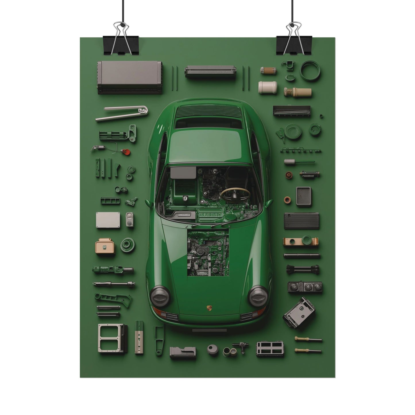 Green Classic Porsche Rolled Poster