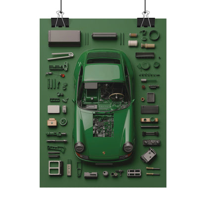 Green Classic Porsche Rolled Poster