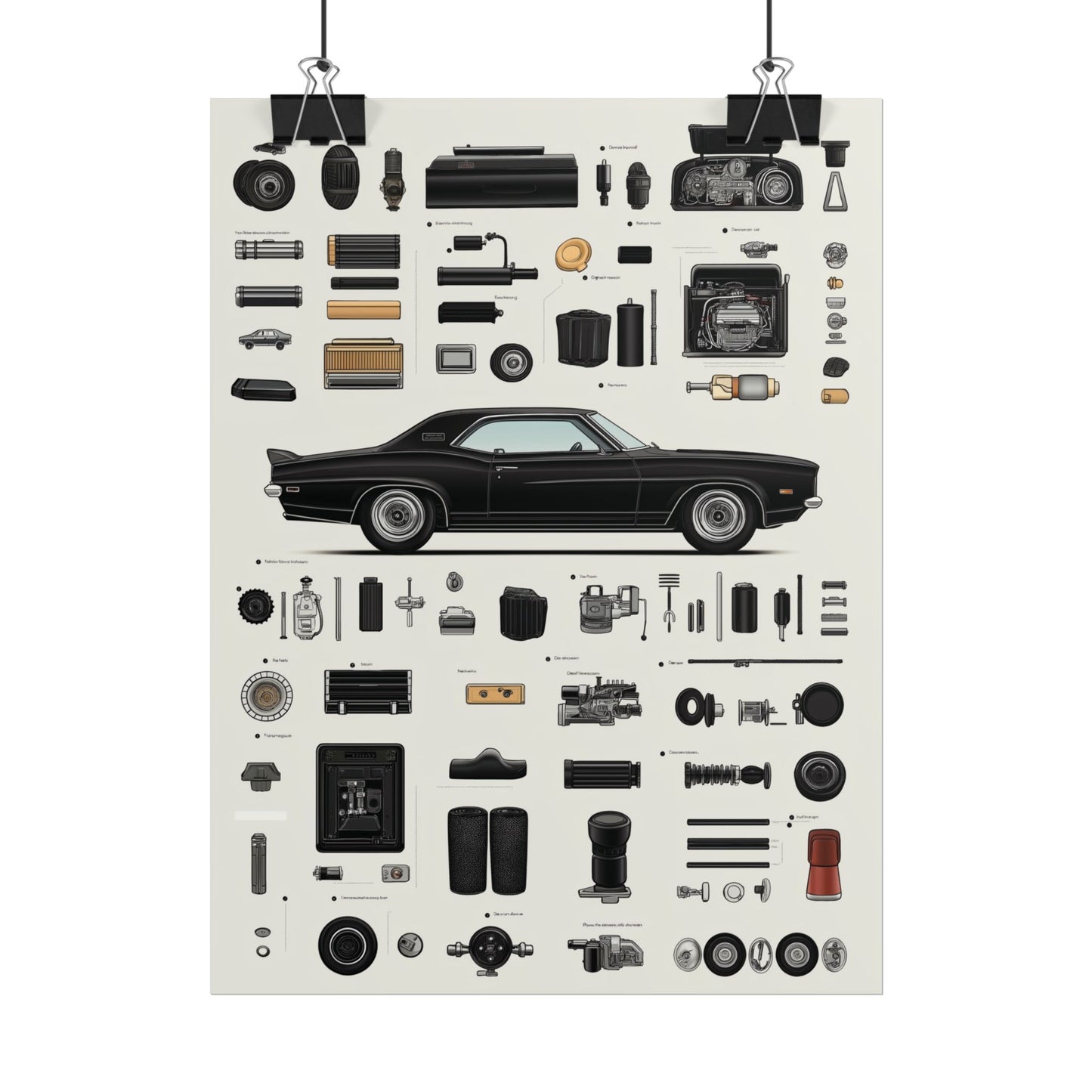 Black Mustang Rolled Poster