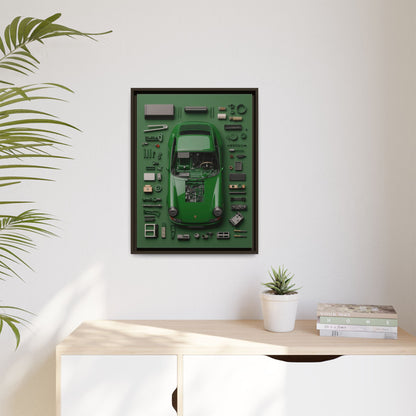 Green Classic Porsche Framed Canvas