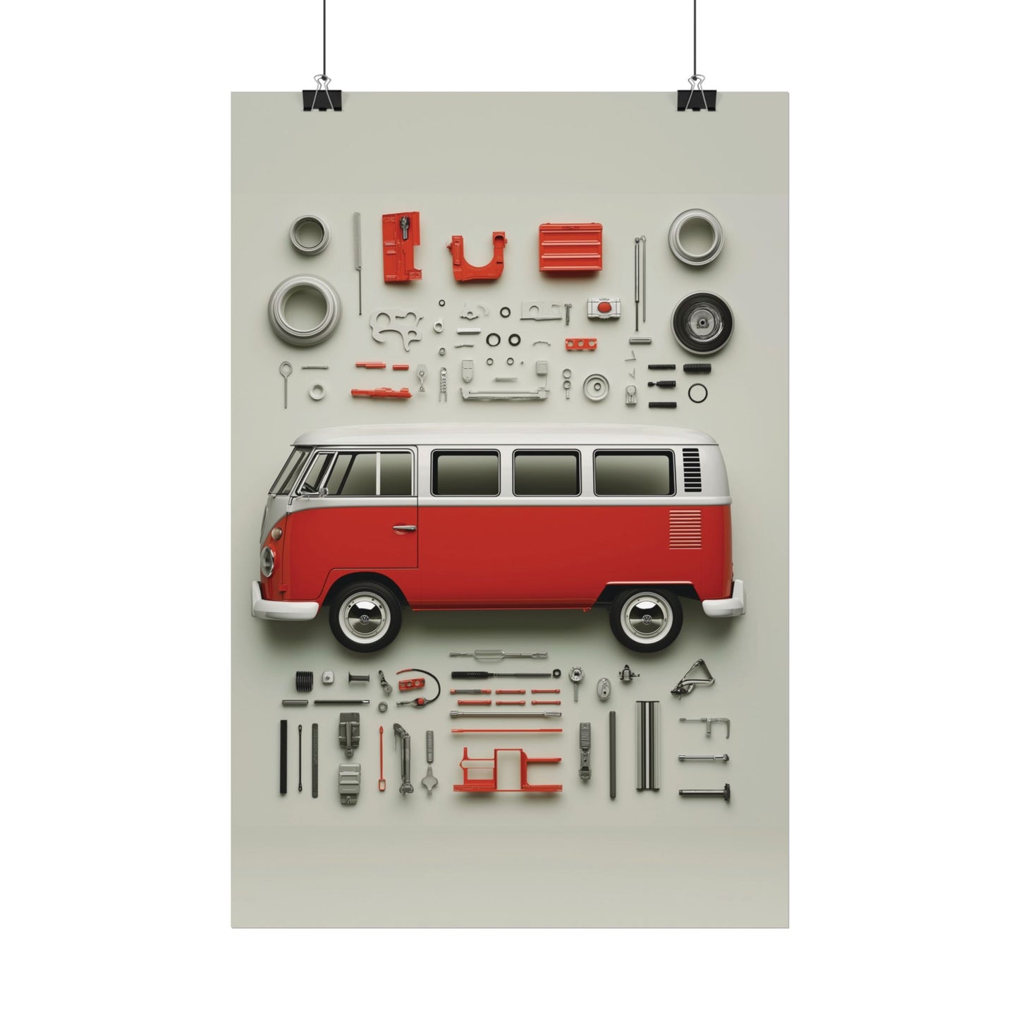 Red Classic Van Rolled Poster