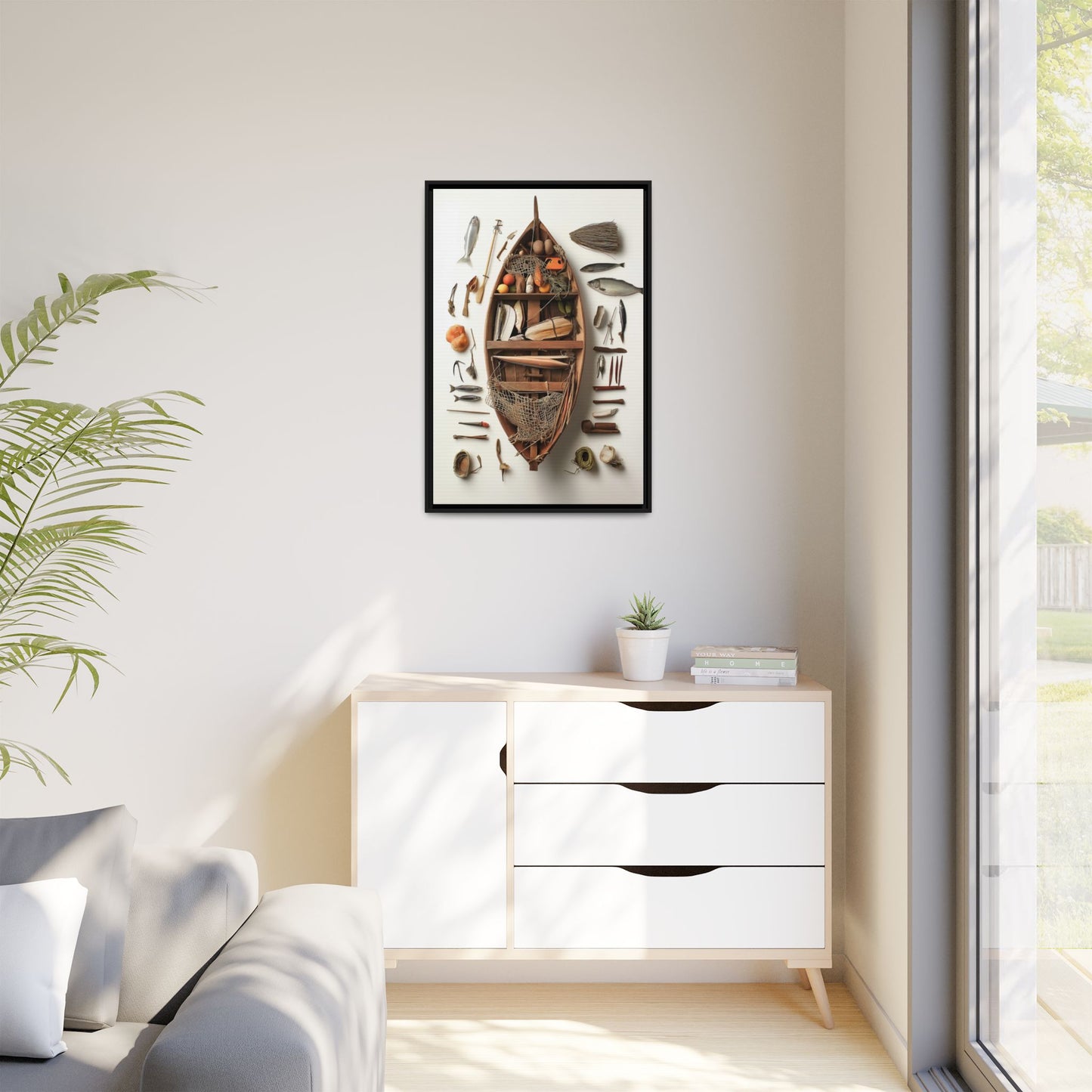 Fisher Boat Framed Canvas