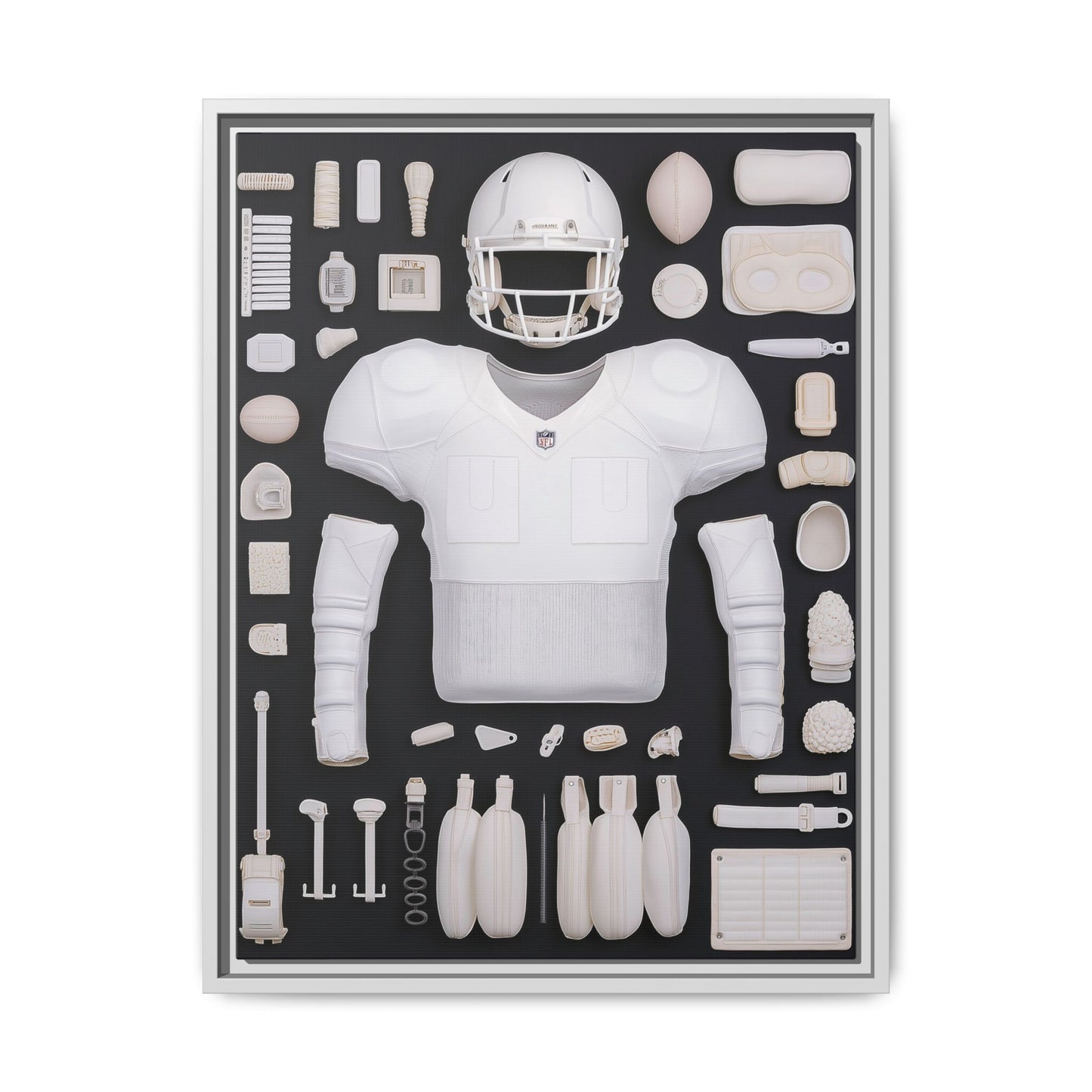 American Football Black Framed Canvas