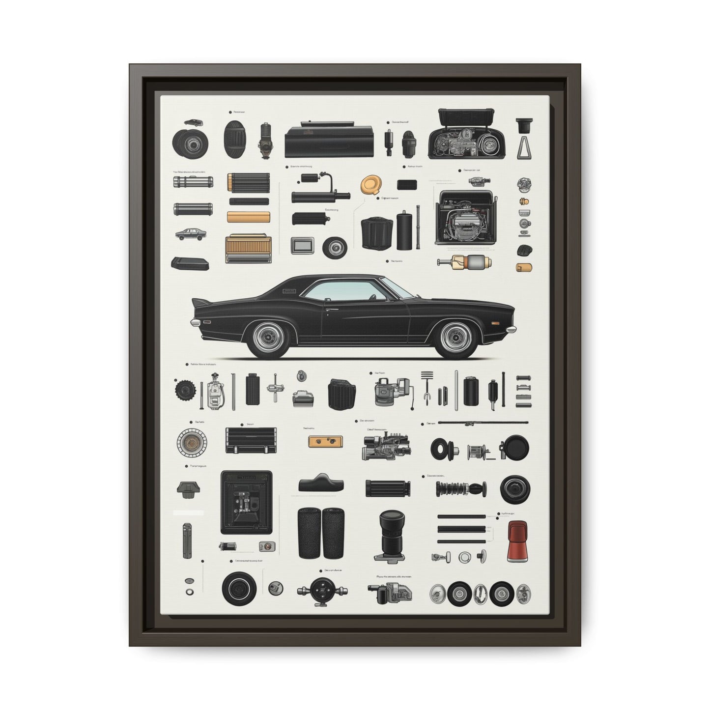 Black Mustang Framed Canvas