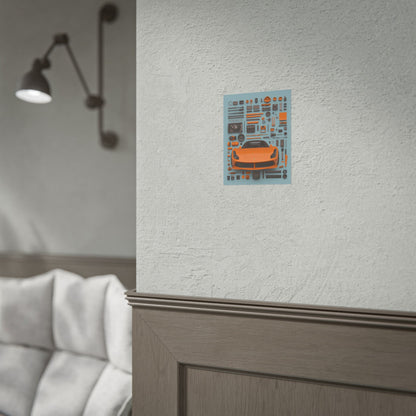 Orange Ferrari Rolled Poster