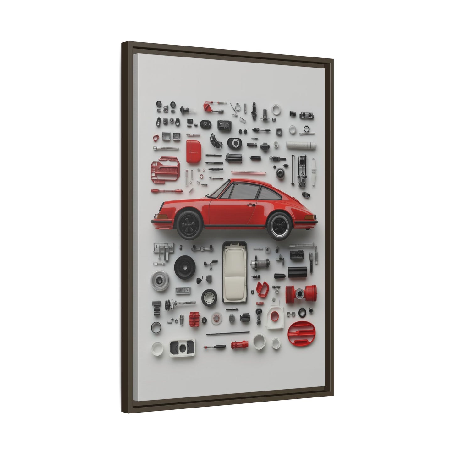 Red Classic Porsche Framed Canvas