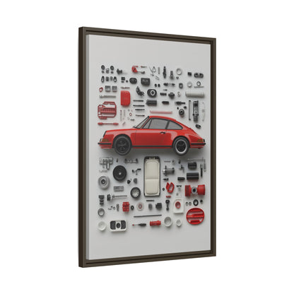 Red Classic Porsche Framed Canvas