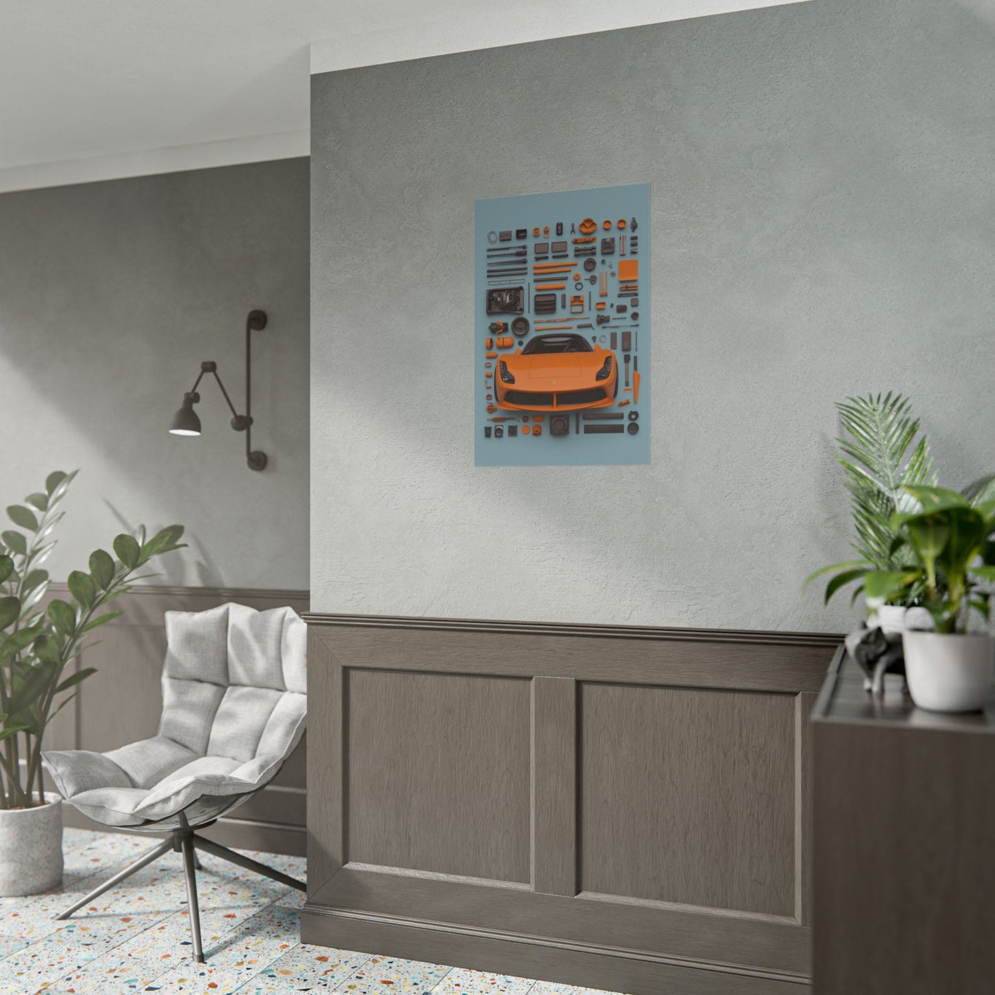 Orange Ferrari Rolled Poster