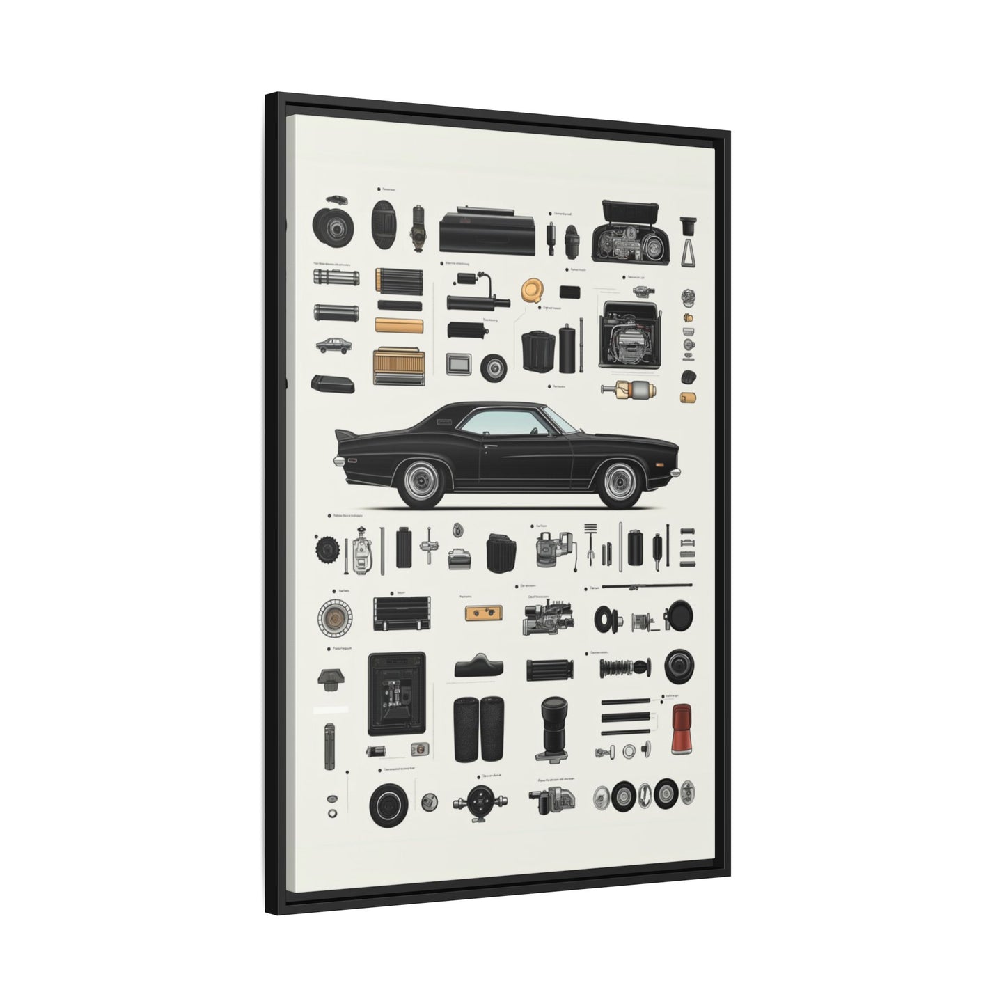 Black Mustang Framed Canvas