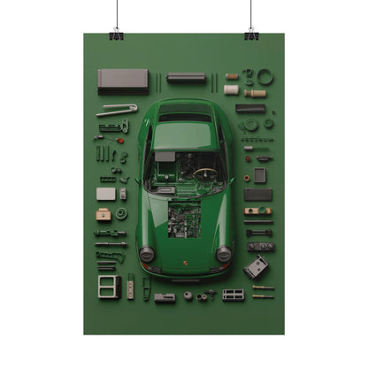 Green Classic Porsche Rolled Poster