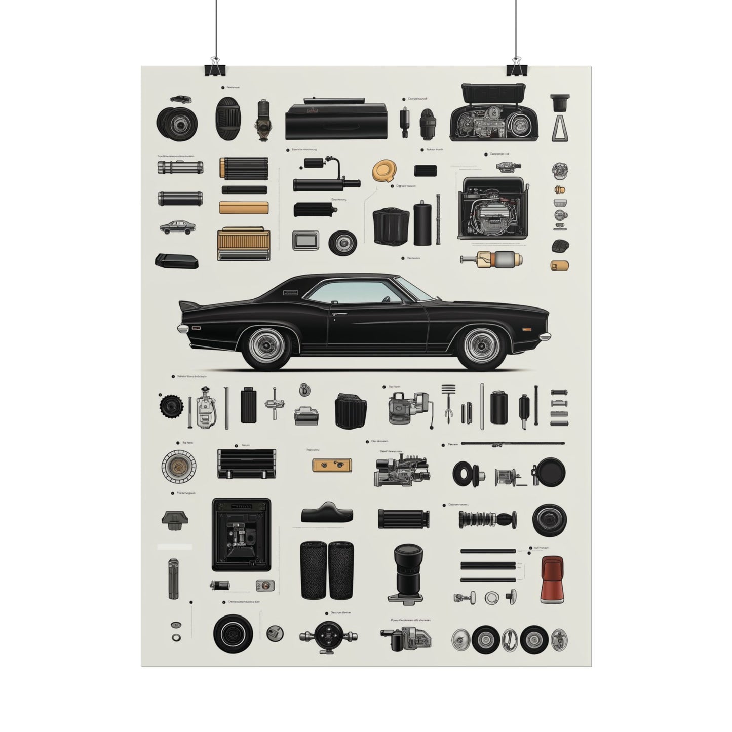 Black Mustang Rolled Poster