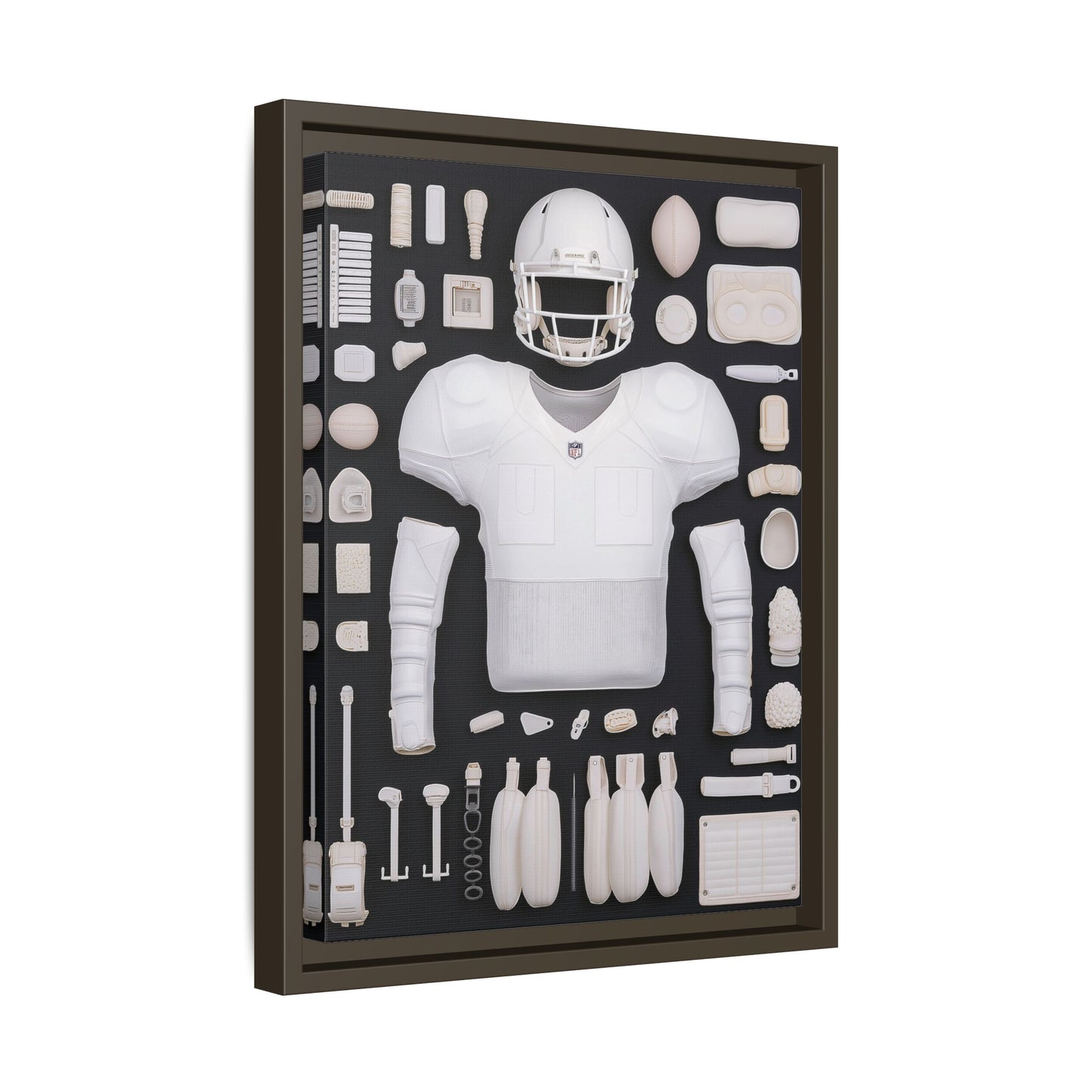American Football Black Framed Canvas