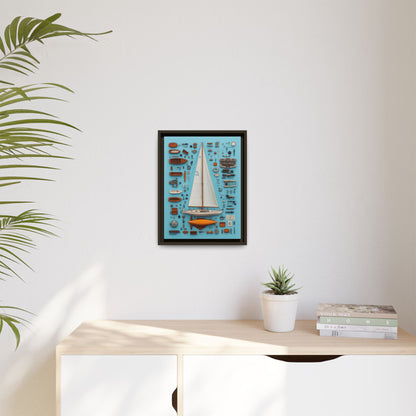 Sailboat White Framed Canvas