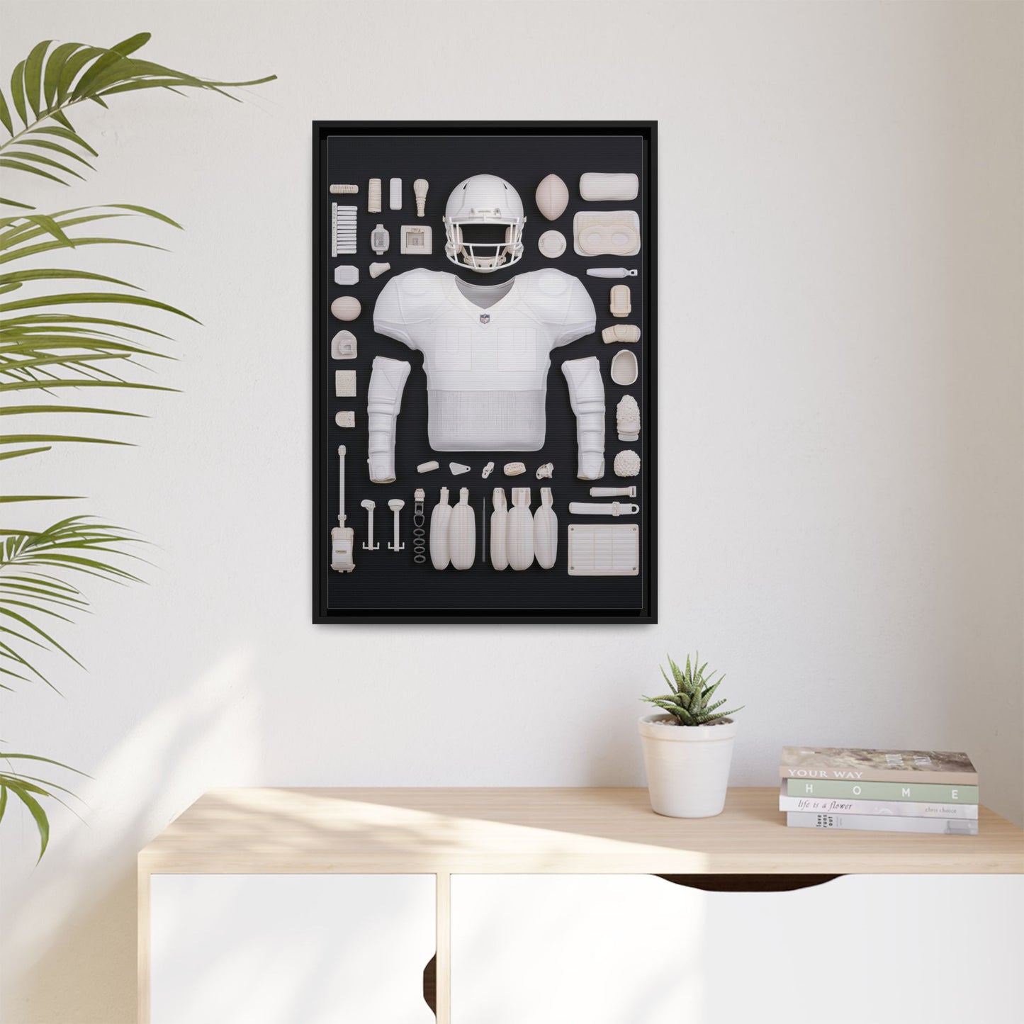 American Football Black Framed Canvas