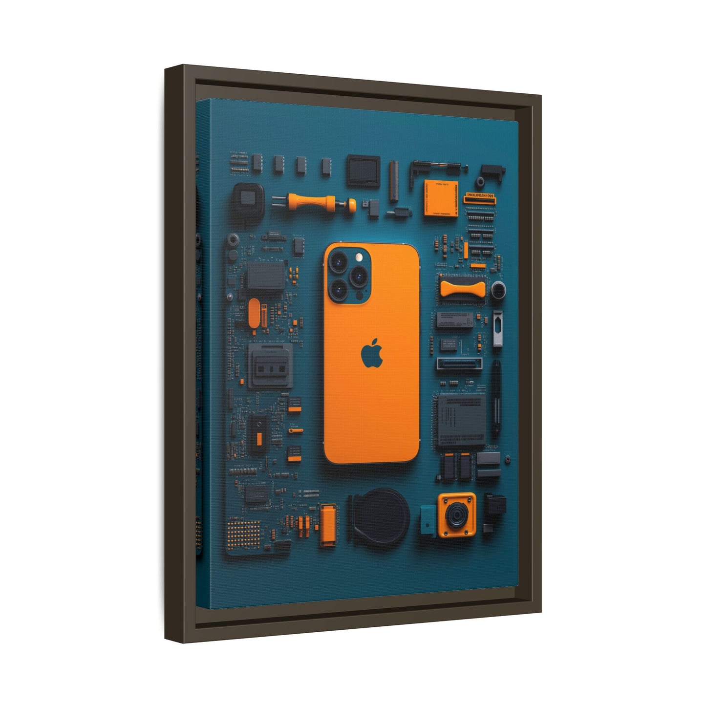 IPhone Orange Framed Canvas