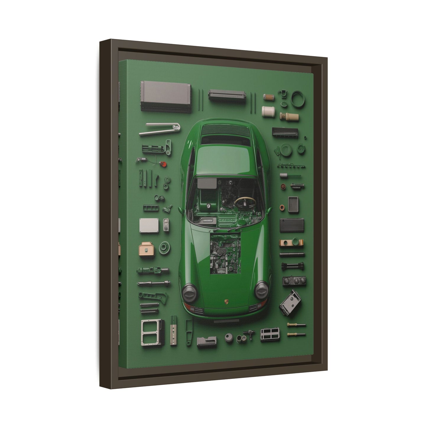 Green Classic Porsche Framed Canvas