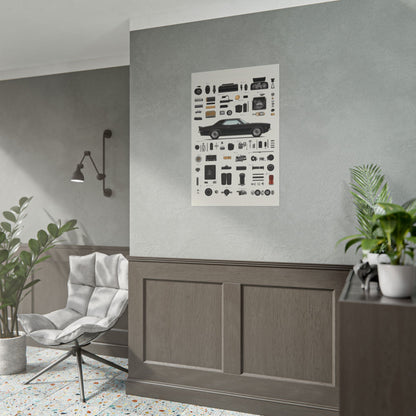 Black Mustang Rolled Poster