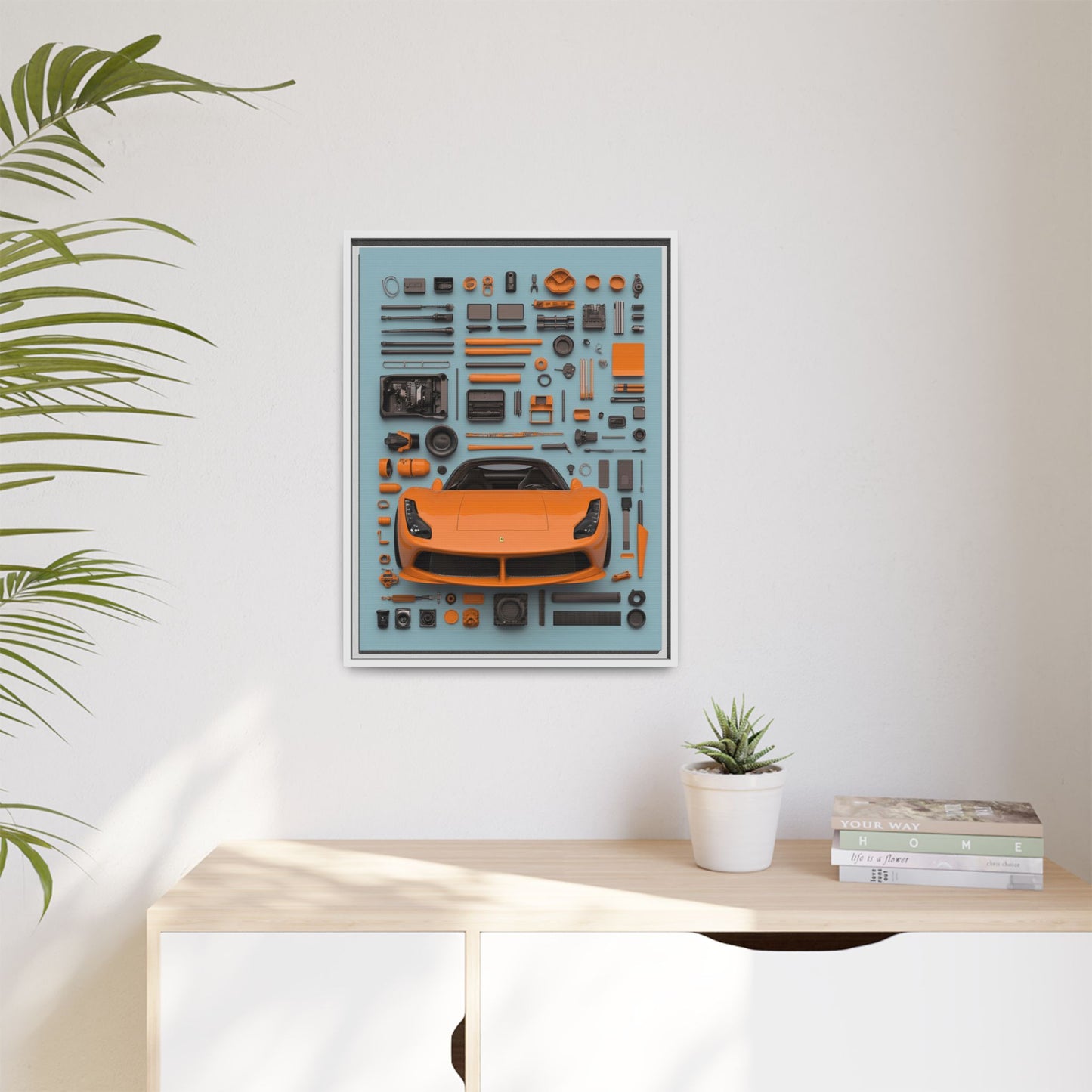 Orange Ferrari Framed Canvas